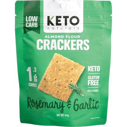 Keto Naturals - Almond Flour Crackers Rosemary & Garlic 64g