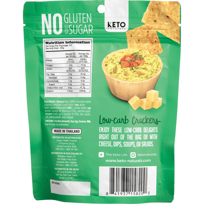 Keto Naturals - Almond Flour Crackers Rosemary & Garlic 64g