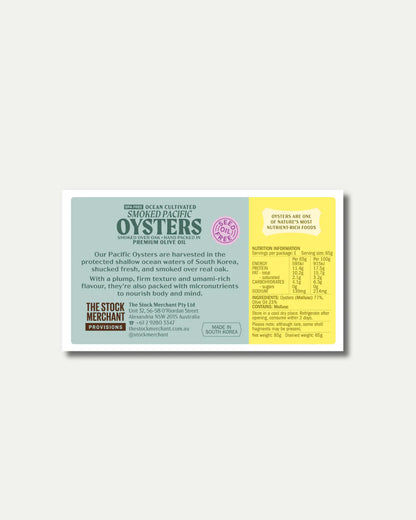 The Stock Merchant - Ocean Cultivated Smoked Pacific Oysters 85g