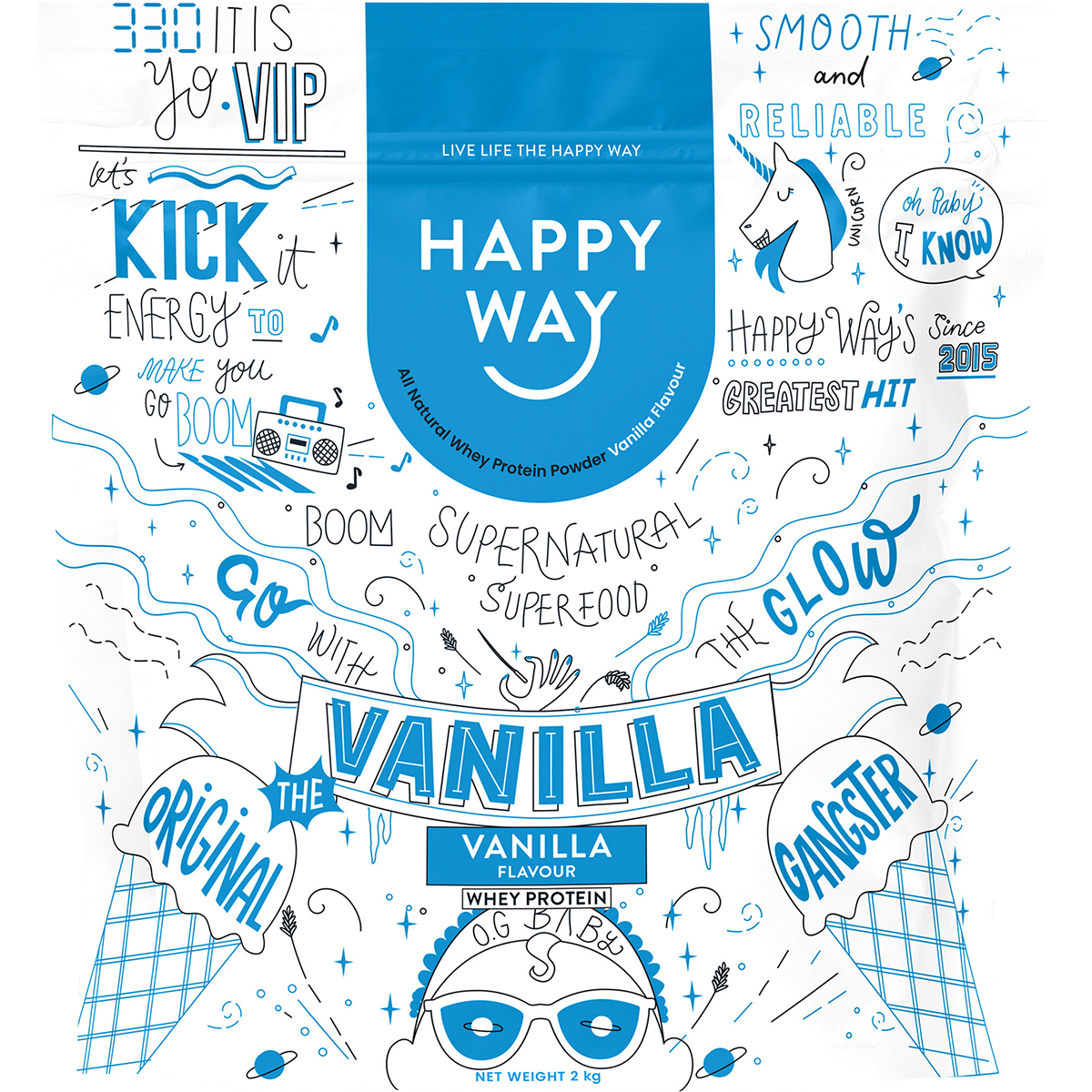 Happy Way - Whey Protein Powder Vanilla 2kg