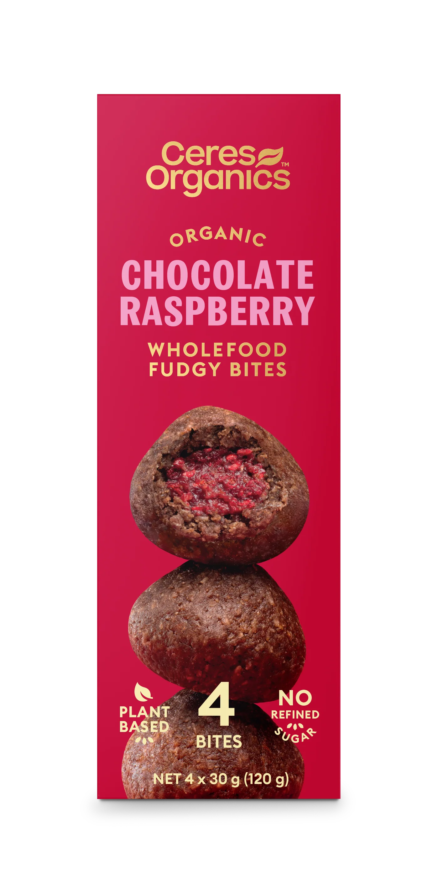 Ceres Organics - Organic Wholefood Fudgy Bites, Chocolate Raspberry 4pk 120g