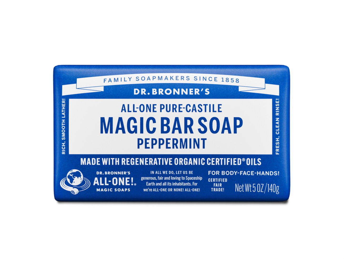 Dr Bronners - Peppermint Pure-Castile Magic Bar Soap 140g