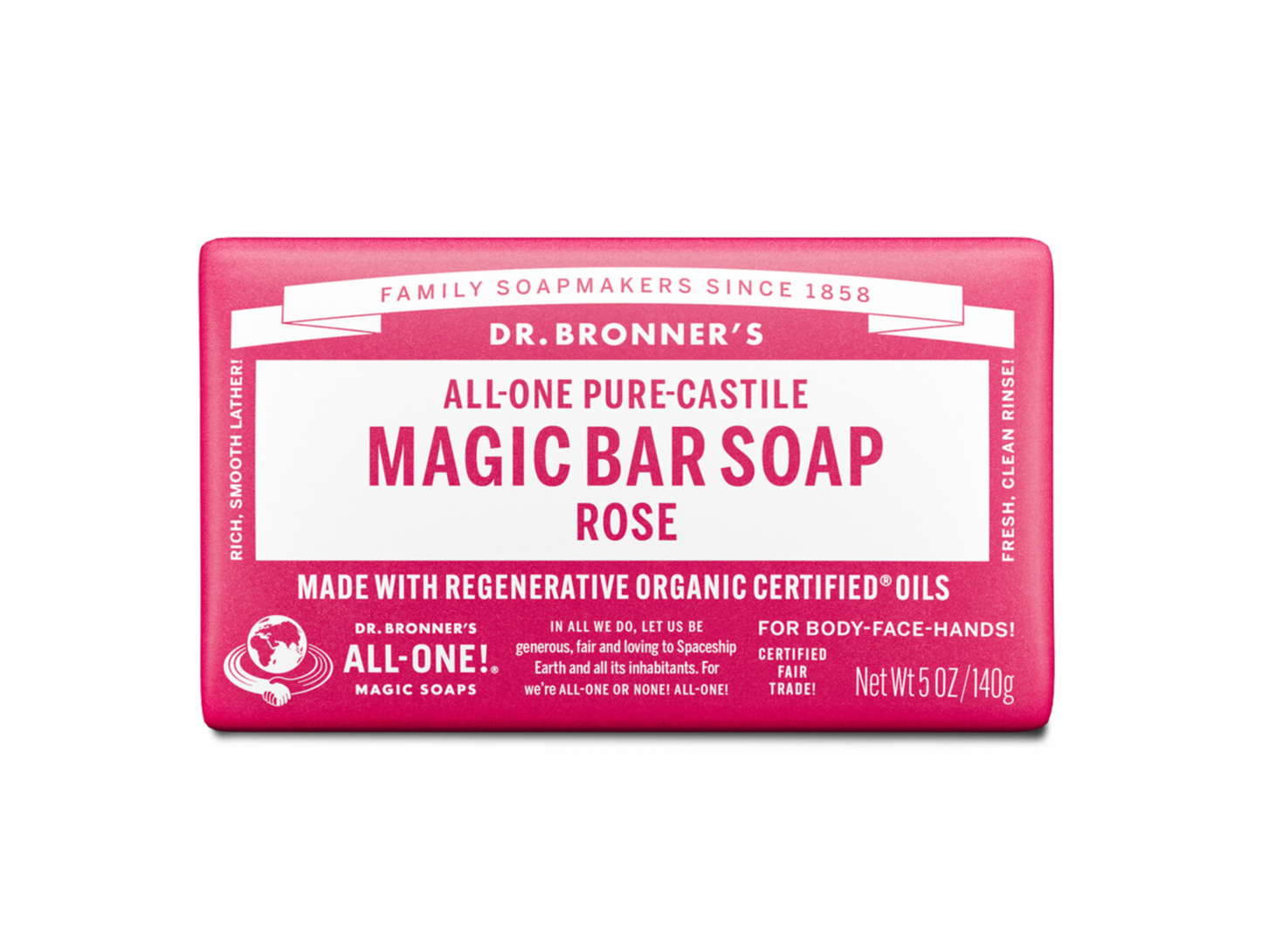 Dr Bronners - Rose Pure-Castile Magic Bar Soap 140g