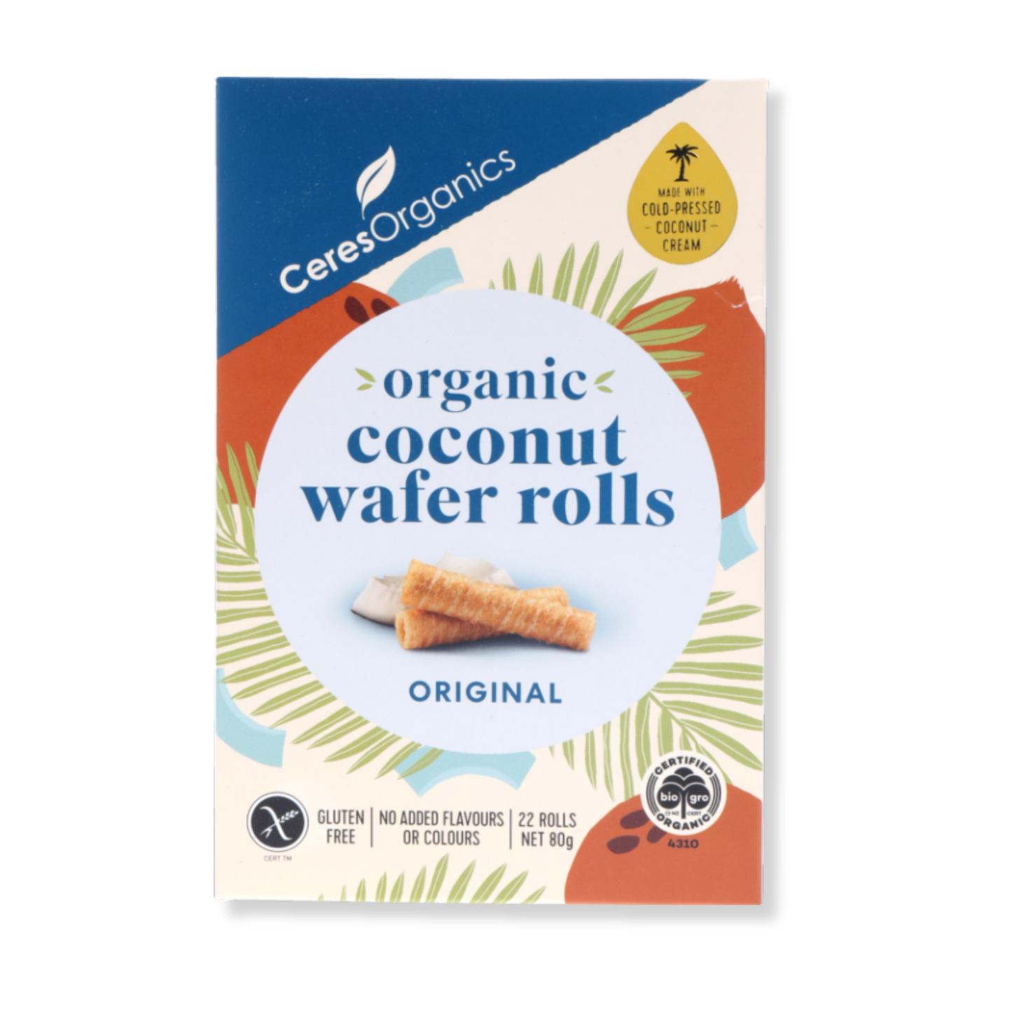 Ceres - Organic Coconut Wafer Rolls, Original 80g