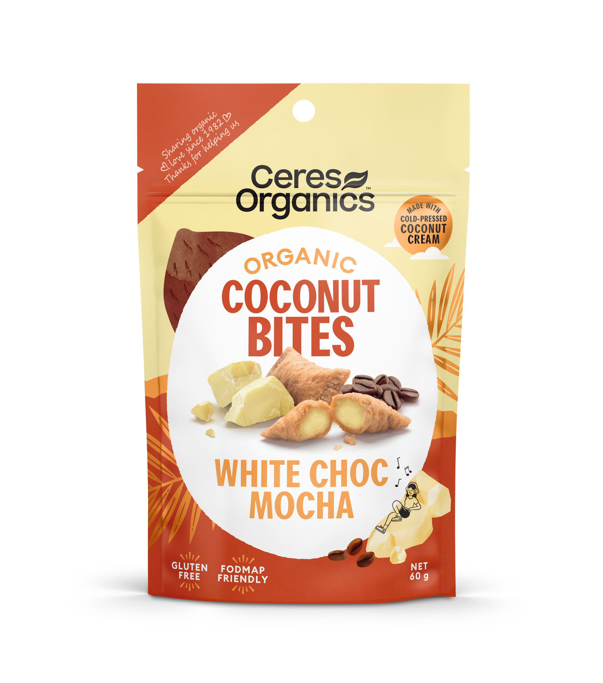 Ceres Organics - Organic Coconut Bites, White Choc Mocha 60g