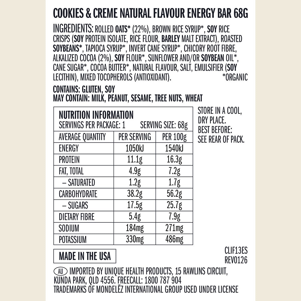 CLIF - Energy Bar Cookies & Creme 68g