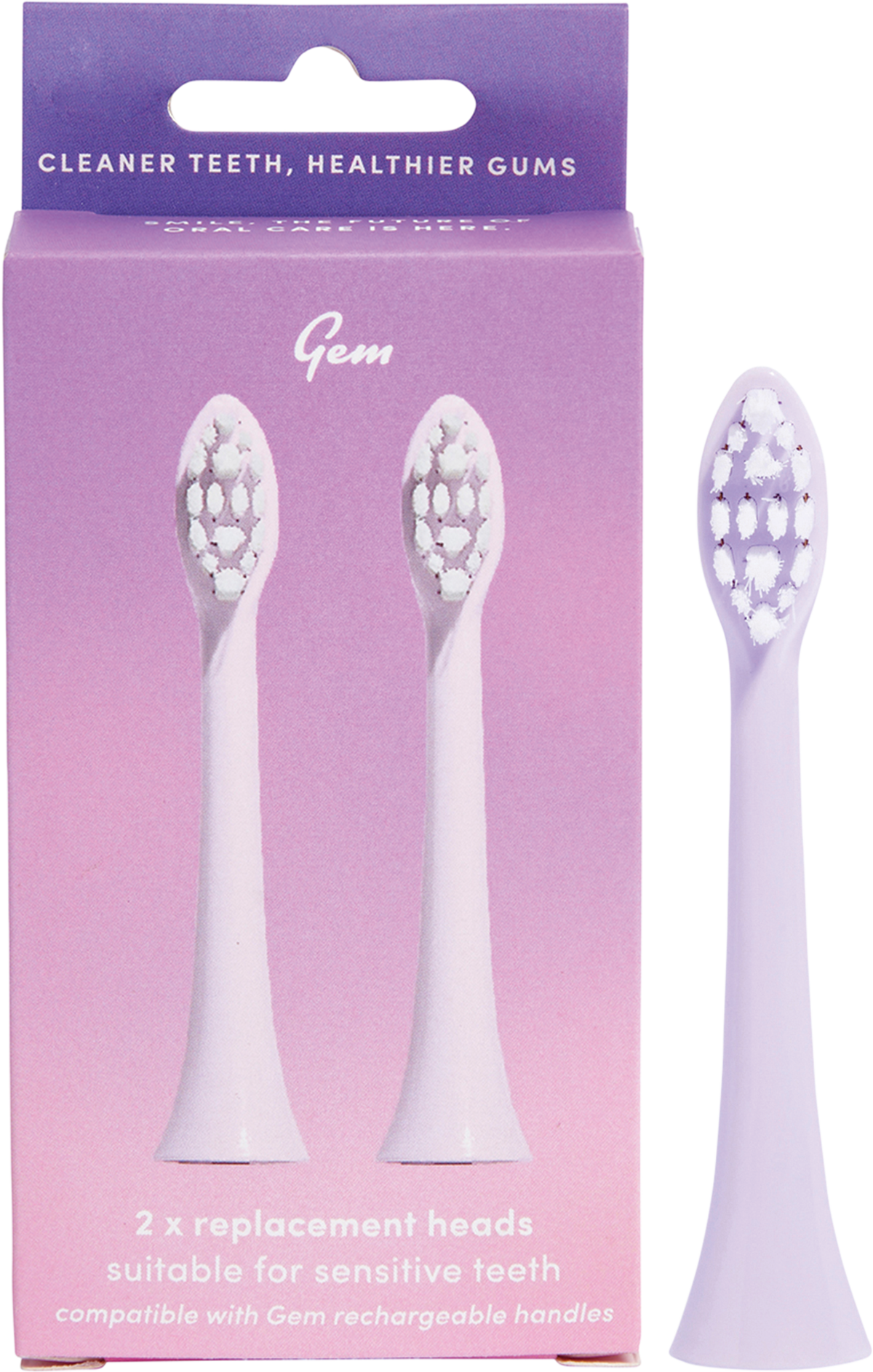 GEM - Electric Toothbrush Replacement Heads Rose 2pk
