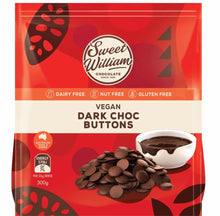 Sweet William - Dark Choc Baking Buttons G/F 300g
