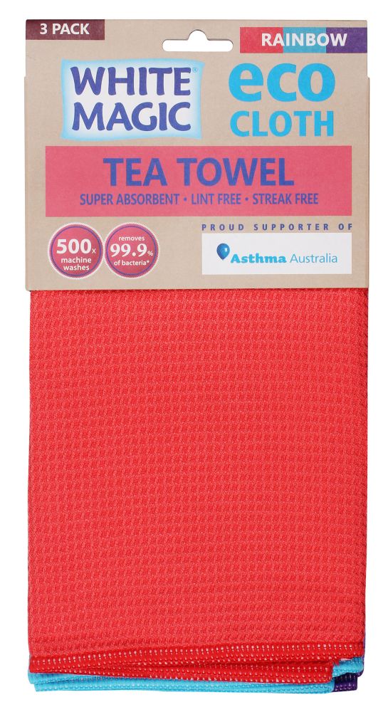 White Magic - EcoCloth Tea Towel Rainbow 3Pk