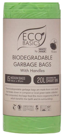 Eco Basics - Eco Basics Biodegradable Garbage Bin Bags - 15Bags/Roll 20lt
