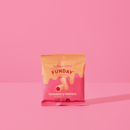 Funday Natural Sweets - White Chocolate Raspberry Bullets 50g