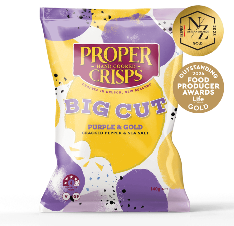 Proper Crisps - Big Cut Purple & Gold Cracked Pepper & Sea Salt 140g