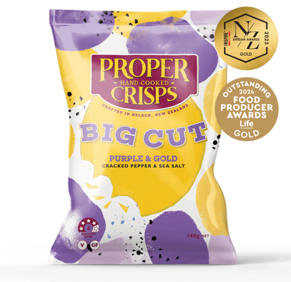 Proper Crisps - Big Cut Purple & Gold Cracked Pepper & Sea Salt 140g