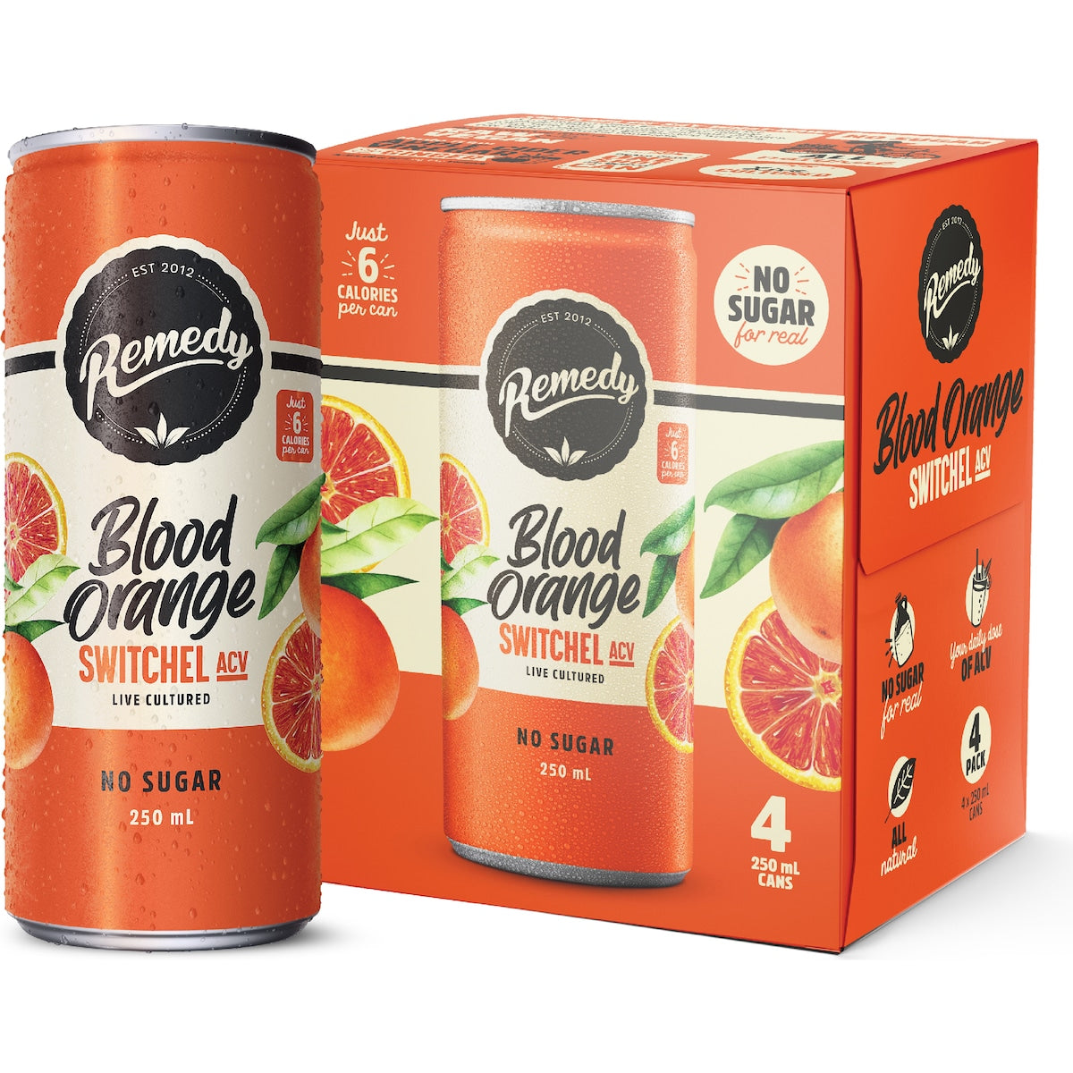 Remedy Kombucha - Switchel Blood Orange 4 x 250ml