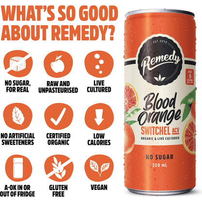 Remedy Kombucha - Switchel Blood Orange 4 x 250ml