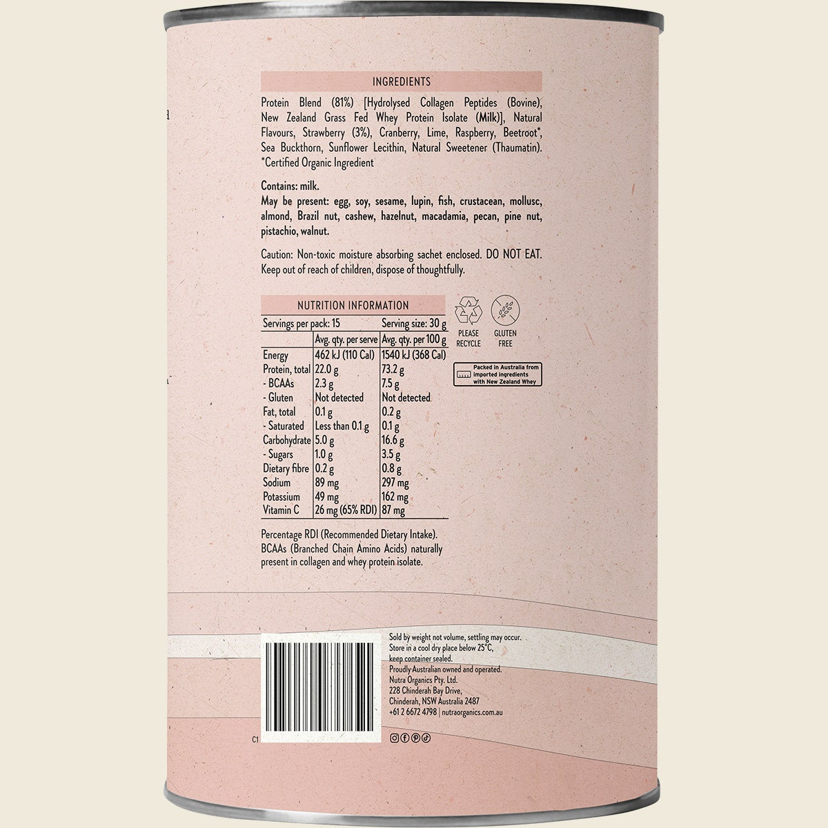 Nutra Naturals - Protein Water Berry Bliss 450g