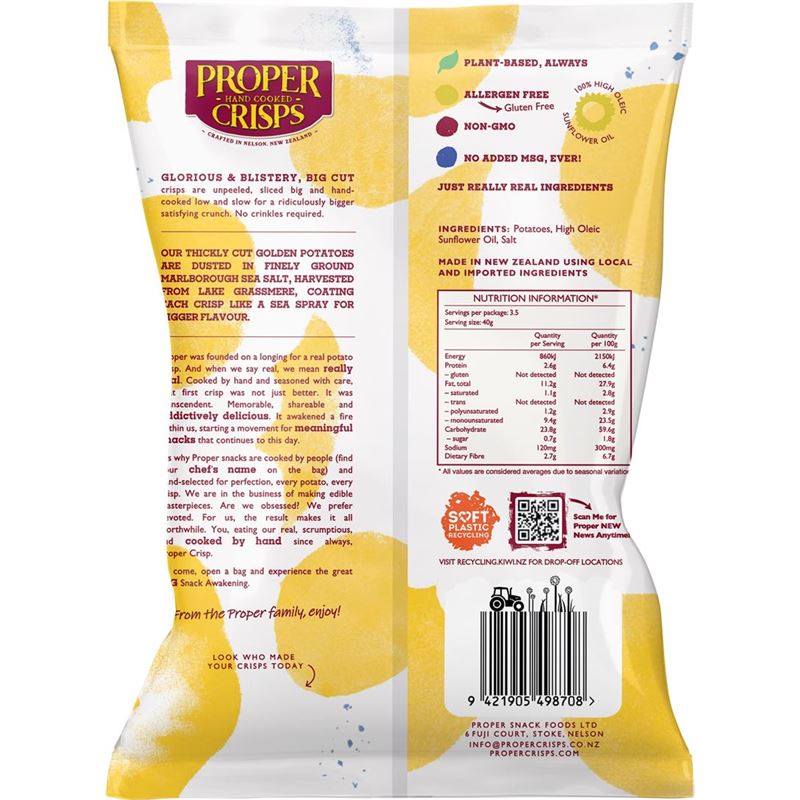 Proper Crisps - Big Cut Marlborough Sea Salt 140g 140g