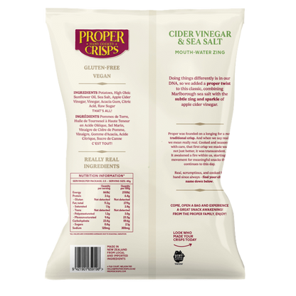 Proper Crisps - Cider Vinegar & Sea Salt 140g 140g