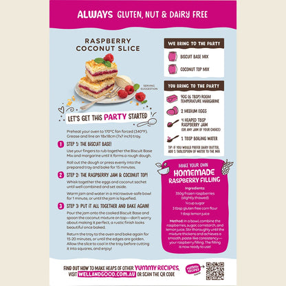 Well & Good - Raspberry Coconut Slice Mix 370g