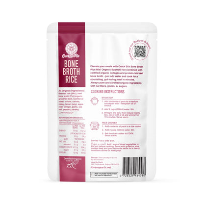 Love My Earth - Quick Stix Mix Organic Bone Broth Rice Beef 200g