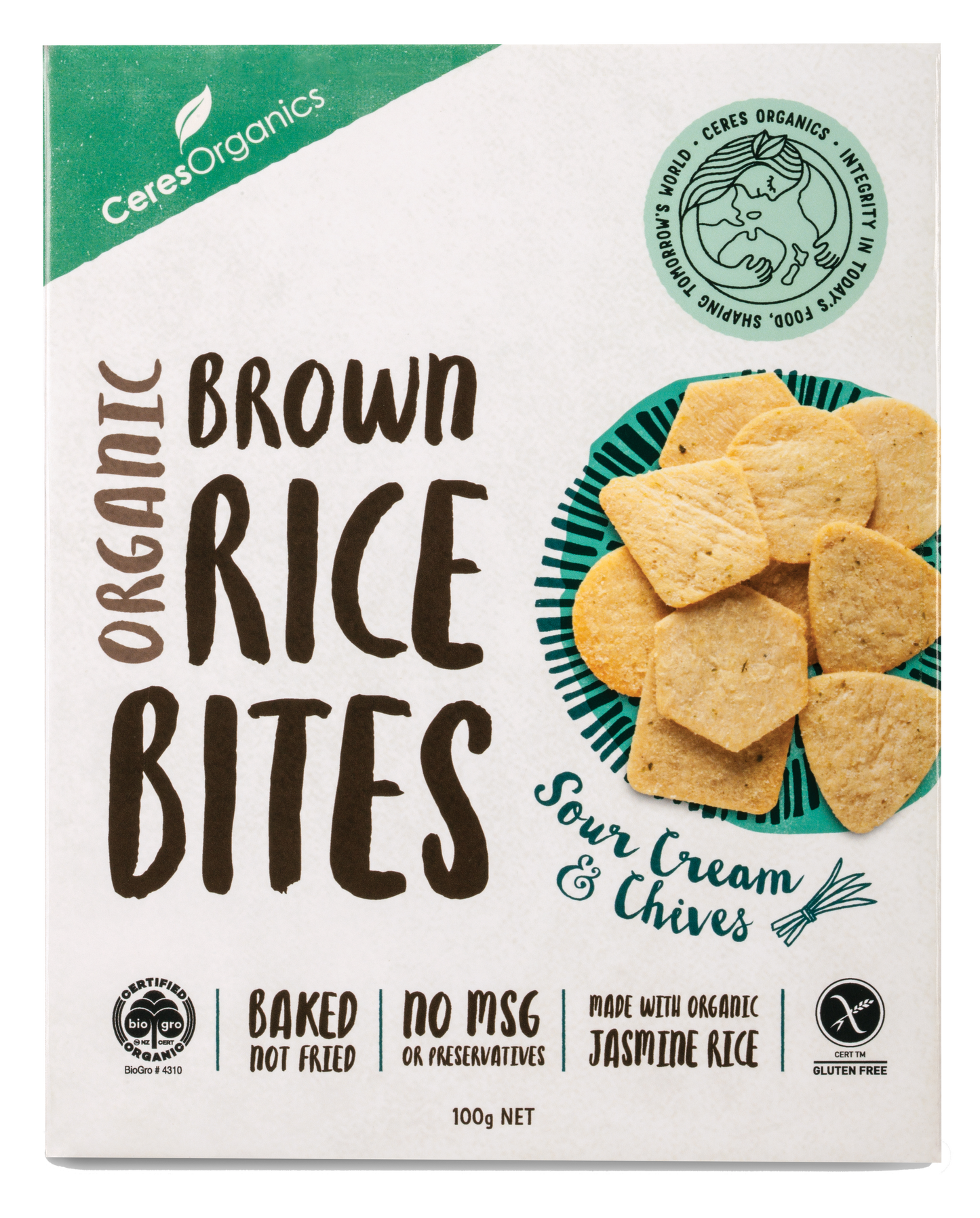 Ceres Organics - Organic Rice Bites Sour Cream & Chives 100g