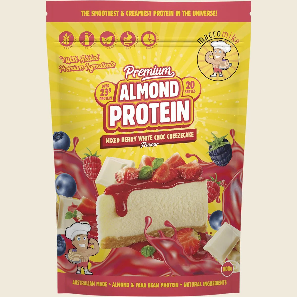 Macro Mike - Premium Almond Protein Berry White Choc Cheezecake 800g 800g