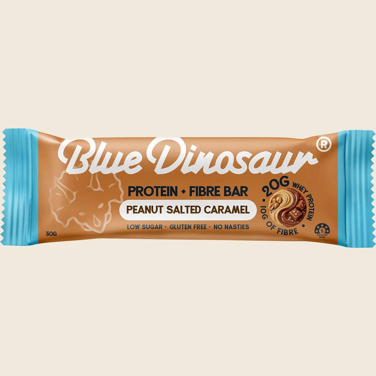 Blue Dinosaur - Protein + Fibre Bar Peanut Salted Caramel 50g