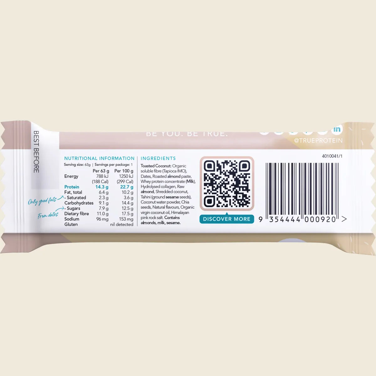 True Protein - Protein Bar Toasted Coconut 63g