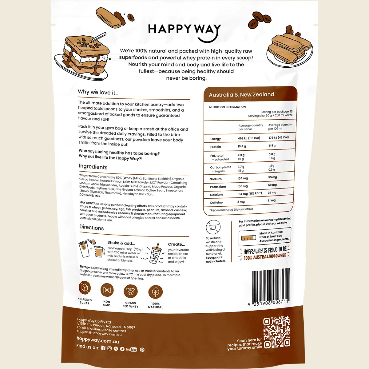 Happy Way - Whey Protein Powder Tiramisu 500g