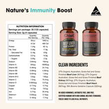 Chief Nutrition - Organic Beef Liver Heart & Kidney 120 Capsules