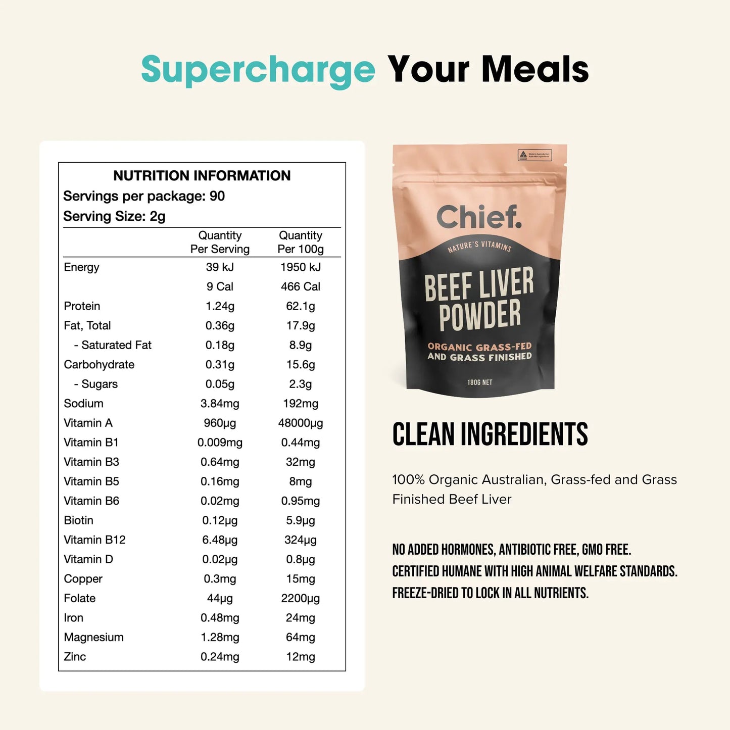 Chief Nutrition - Organic Beef Liver Powder 180g