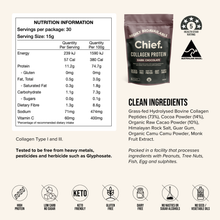Chief Nutrition - Grass-Fed Collagen Protein Powder - Dark Chocolate 450g