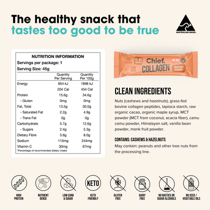 Chief Nutrition - Hazelnut Brownie Collagen Bar