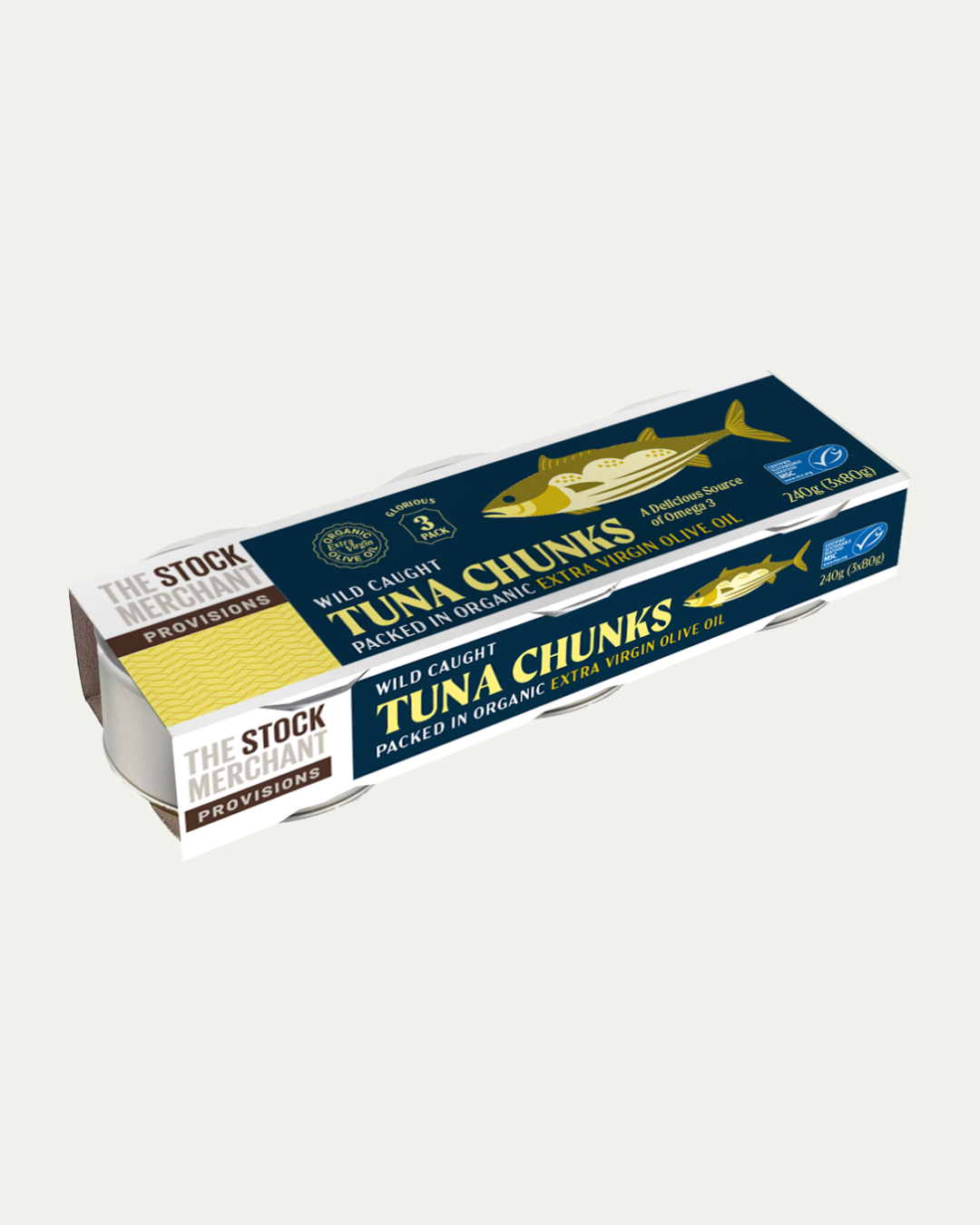 The Stock Merchant - Tuna Chunks in Organic EVOO 3 x 80g 240g