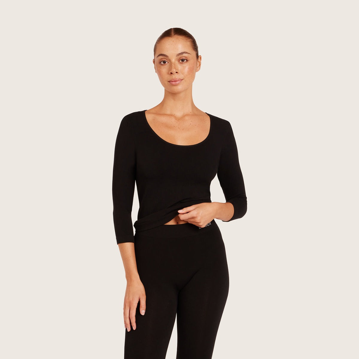 Boody - ¾ Sleeve Top Black L