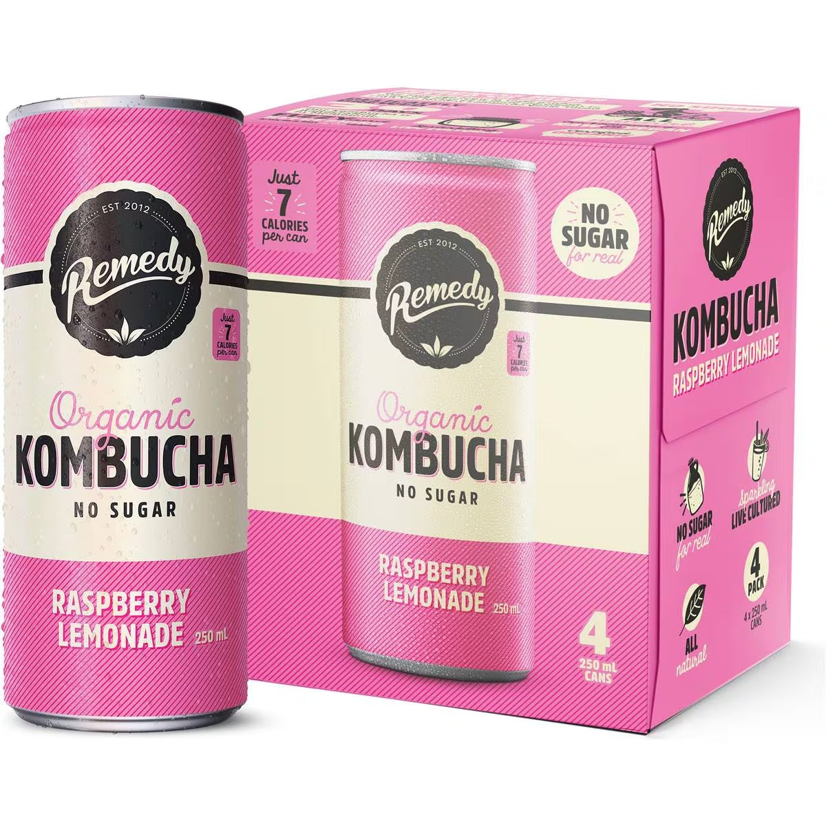 Remedy - Kombucha Raspberry Lemonade 4 x 250ml