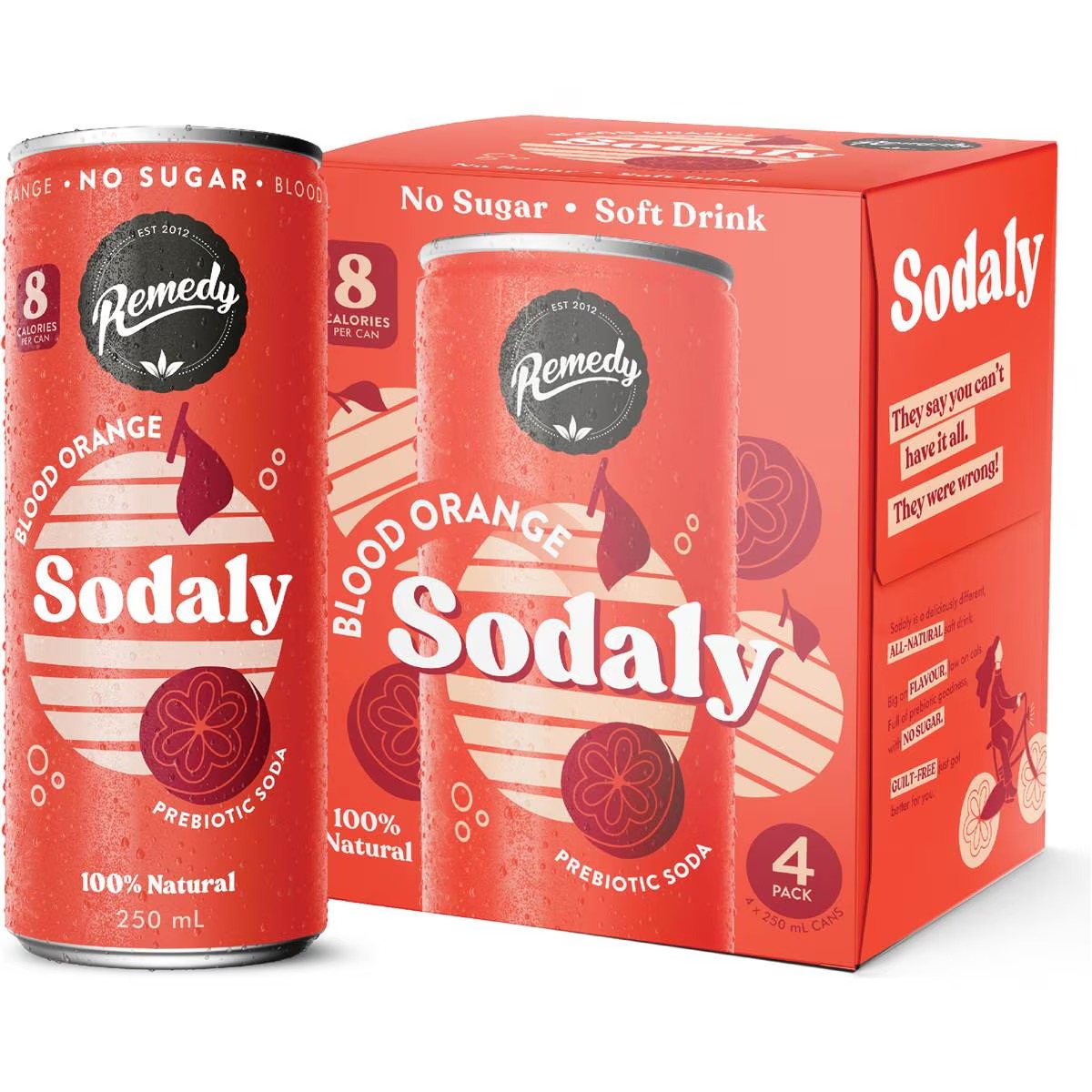 Remedy - Sodaly Blood Orange 4 x 250ml