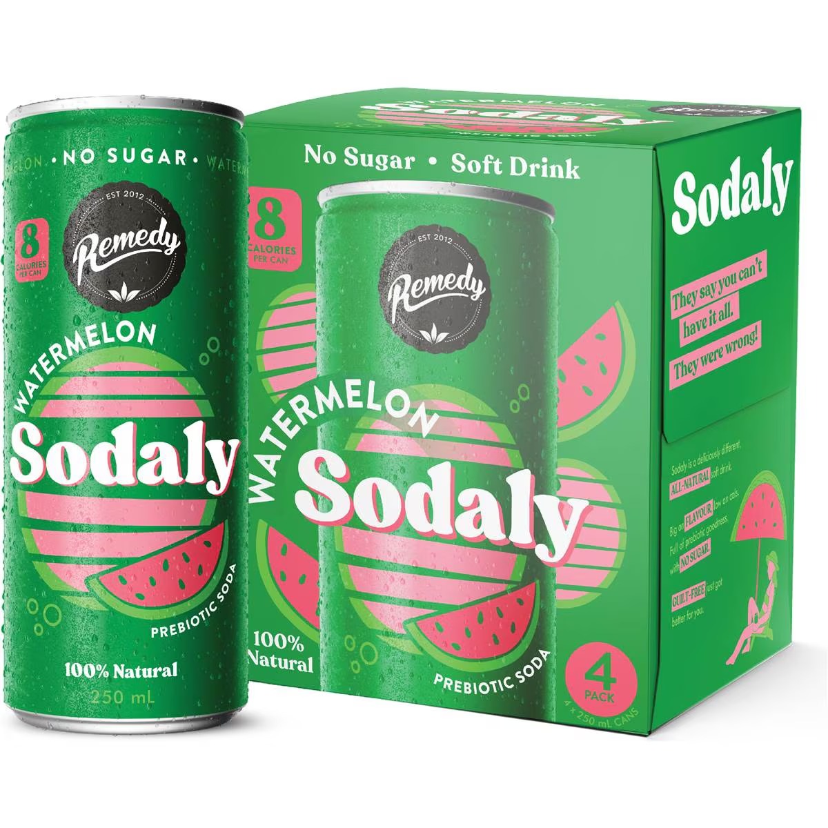 Remedy - Sodaly Watermelon 4 x 250ml
