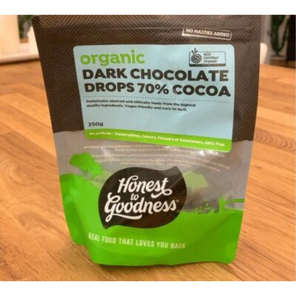 Honest to Goodness - Organic Dark Chocolate Drops 70% Cocoa 250g