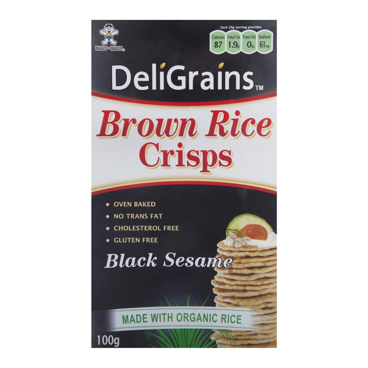 DeliGrains - Black Sesame Brown Rice Crisps 100g