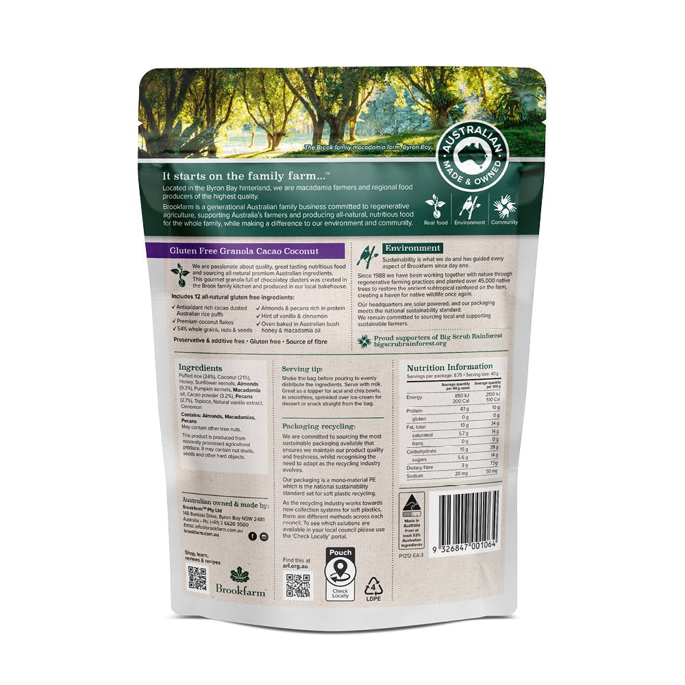 Brookfarm - Gluten Free Granola Cacao Coconut 350g