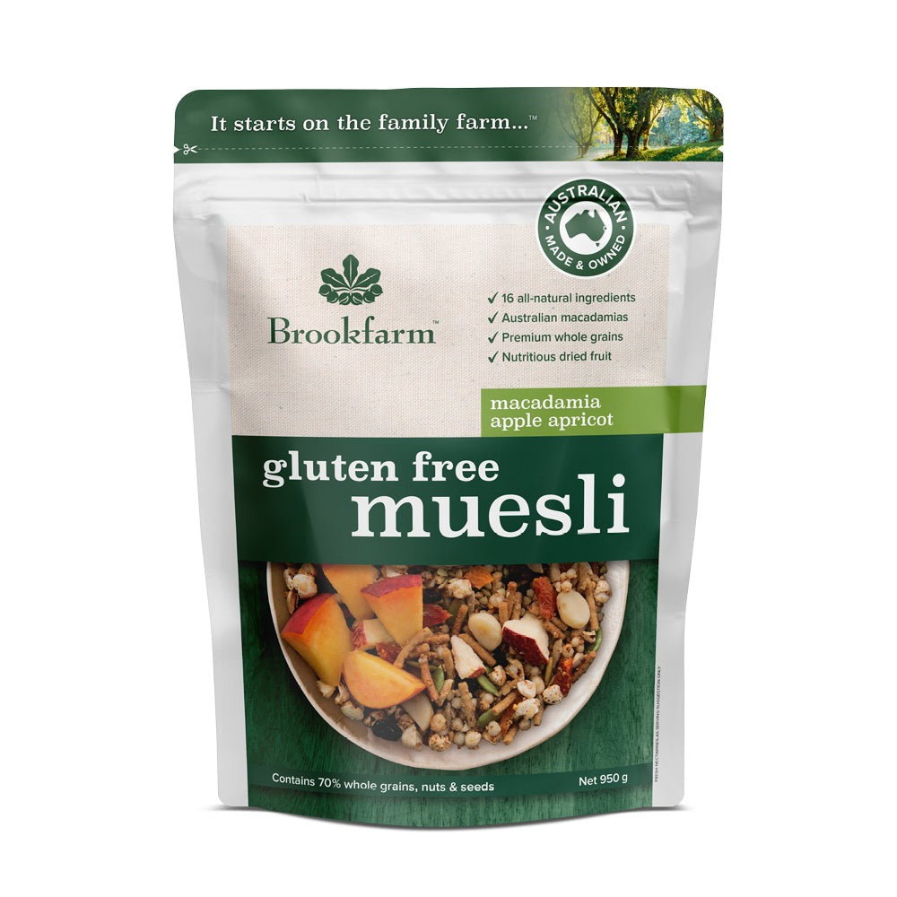 Brookfarm - Gluten Free Muesli Macadamia Apple & Apricot 950g