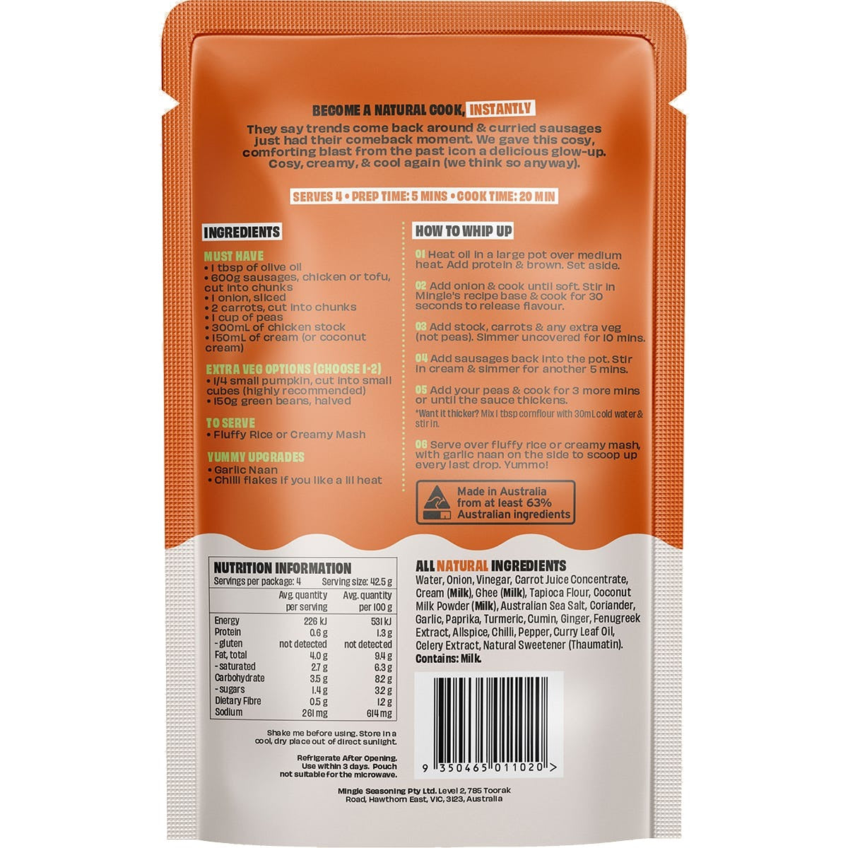 Mingle - Curried Sausages Recipe Base 170g