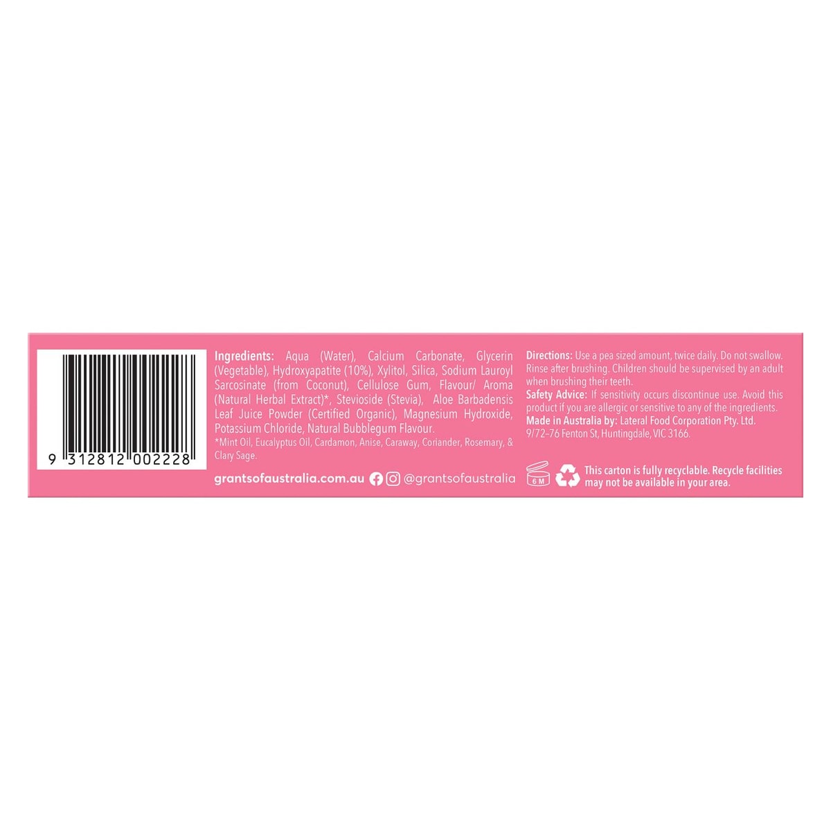 Grants - Bubblegum Bliss + HA Kids Toothpaste 75g