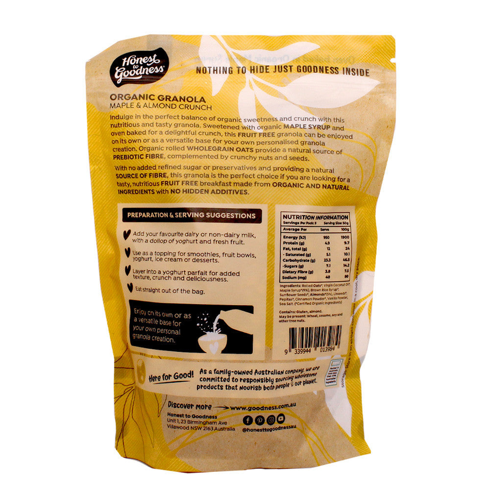 Honest to Goodness - Organic Maple & Almond Crunch Granola 450g