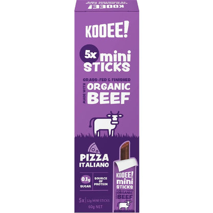 Kooee - Organic Beef Mini Snack Sticks Pizza 5 Pack 60g