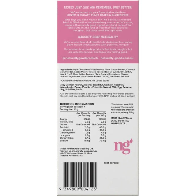 Naturally Good - Filled Chocolate Block Strawberry Creme 100g