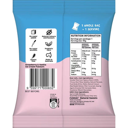 Funday Natural Sweets - Mr Whippy Strawberry & Vanilla Ice Cream Gummies 50g