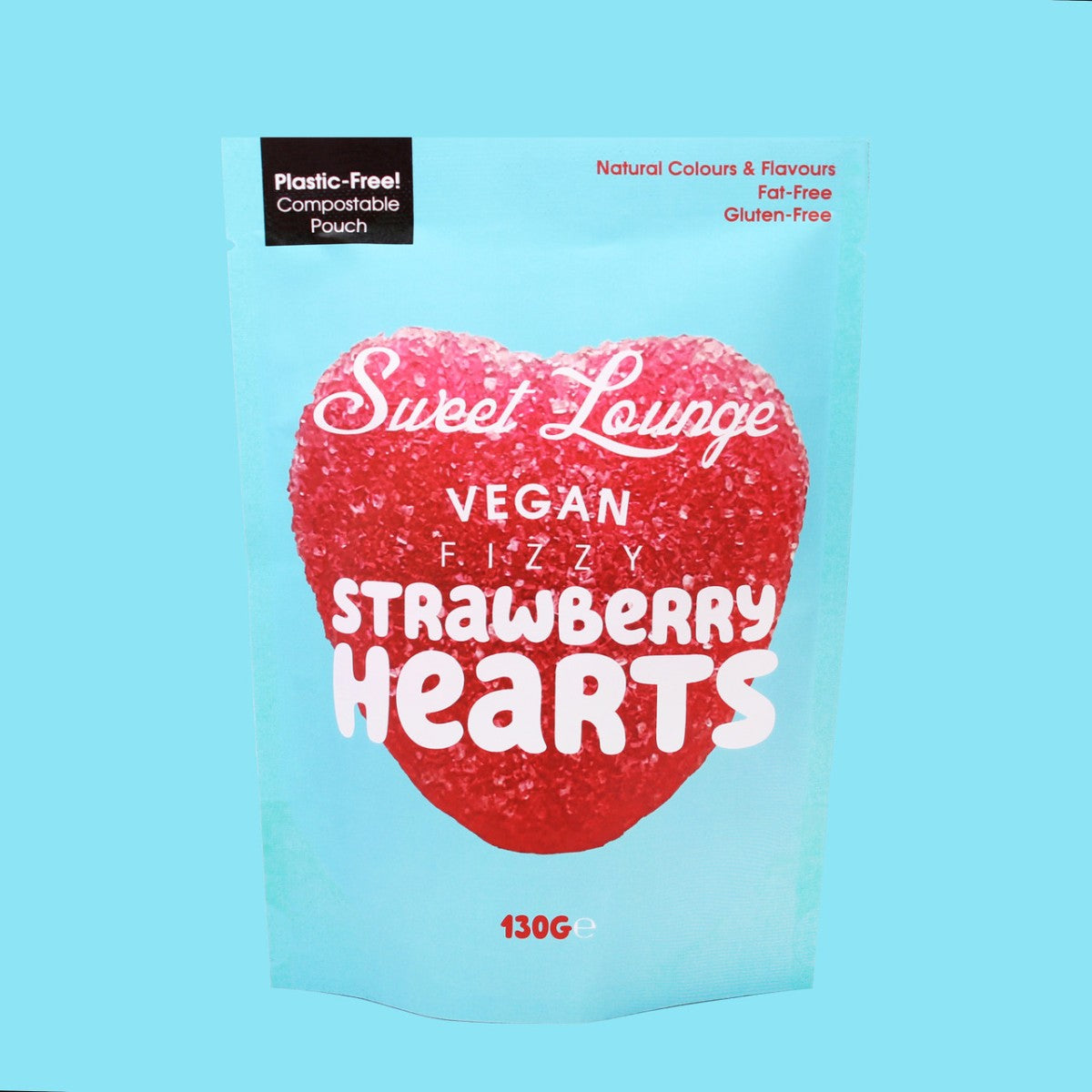 Sweet Lounge - Vegan Fizzy Strawberry Hearts 130g