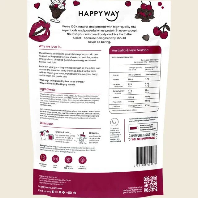 Happy Way - Whey Protein Powder Choc Cherry 500g
